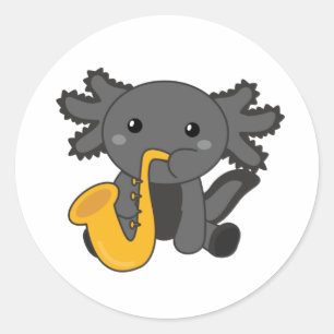Saxolotl Plays Saxophone Music A Sweet Axolotl Cla Classic Round Sticker