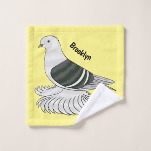 Saxon Shield pigeon bird cartoon illustration  Bath Towel Set