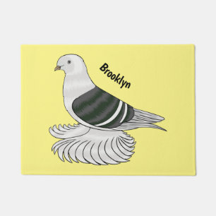 Saxon Shield pigeon bird cartoon illustration Doormat