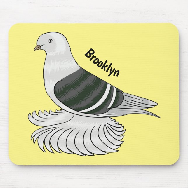 Saxon Shield pigeon bird cartoon illustration Mouse Pad (Front)