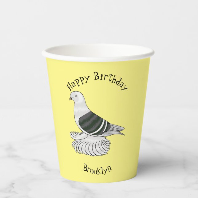 Saxon Shield pigeon bird cartoon illustration  Paper Cups (Front)