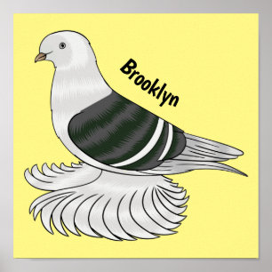 Saxon Shield pigeon bird cartoon illustration Poster