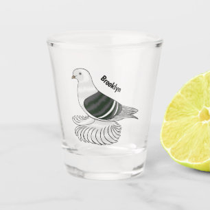 Saxon Shield pigeon bird cartoon illustration Shot Glass