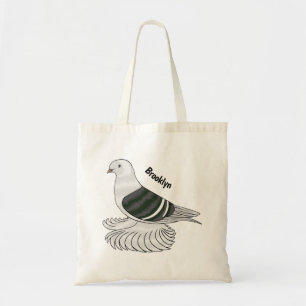 Saxon Shield pigeon bird cartoon illustration Tote Bag