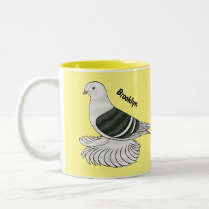 Saxon Shield pigeon bird cartoon illustration Two-Tone Coffee Mug