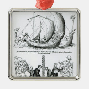 Saxon Ship Metal Ornament