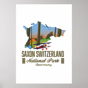 Saxon Switzerland National Park Germany map Poster