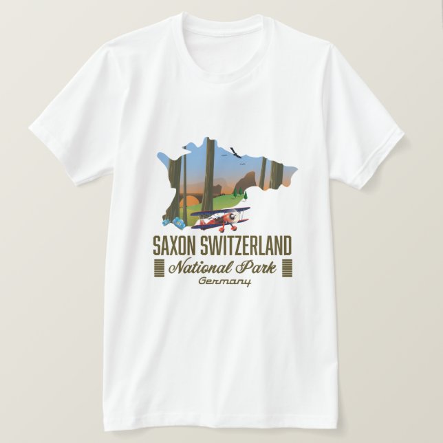 Saxon Switzerland National Park Germany map T-Shirt (Design Front)