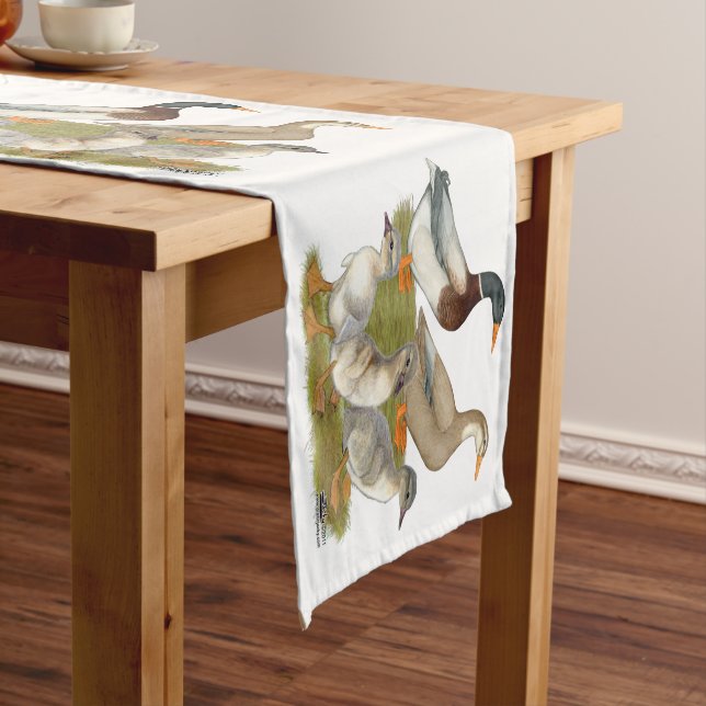 Saxony Duck Family Short Table Runner (In Situ)