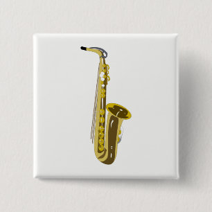 Saxophone 15 Cm Square Badge