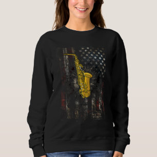 Saxophone 4th Of July Patriotic Distressed America Sweatshirt