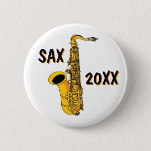 Saxophone 6 Cm Round Badge