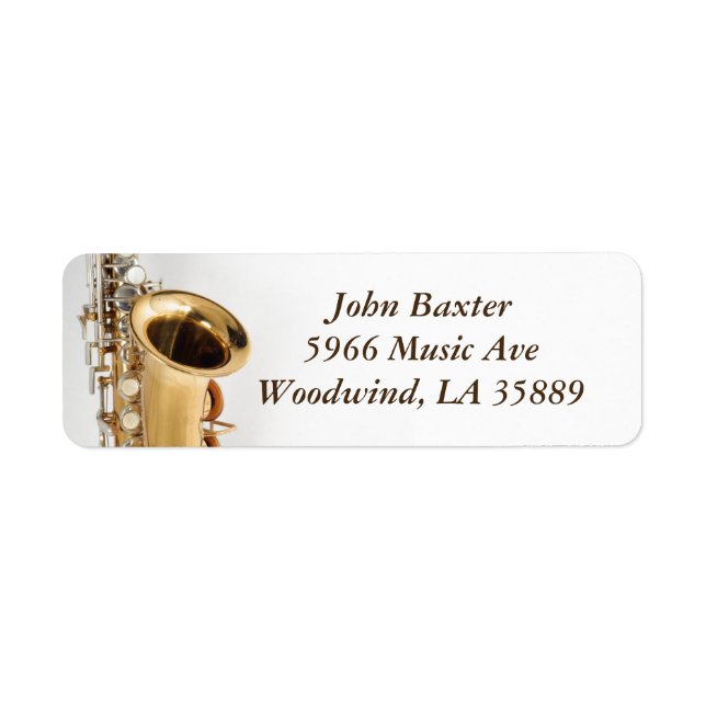 Saxophone address label return address label (Front)