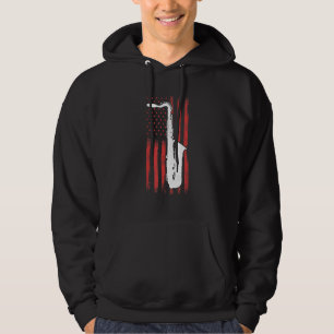 Saxophone America Flag Saxophone Instrument Saxoph Hoodie