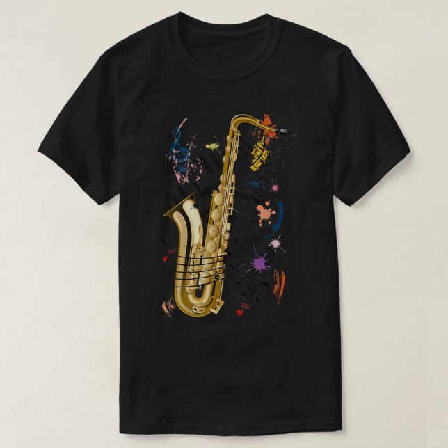 Saxophone and Jazz  T-Shirt (Design Front)
