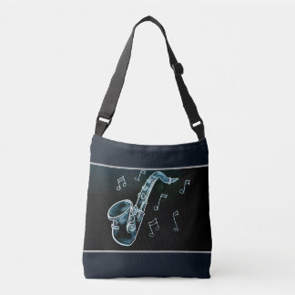 Saxophone And Music Notes Crossbody Bag