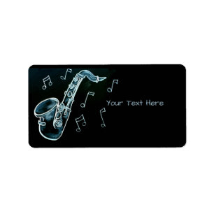 Saxophone And Music Notes Label