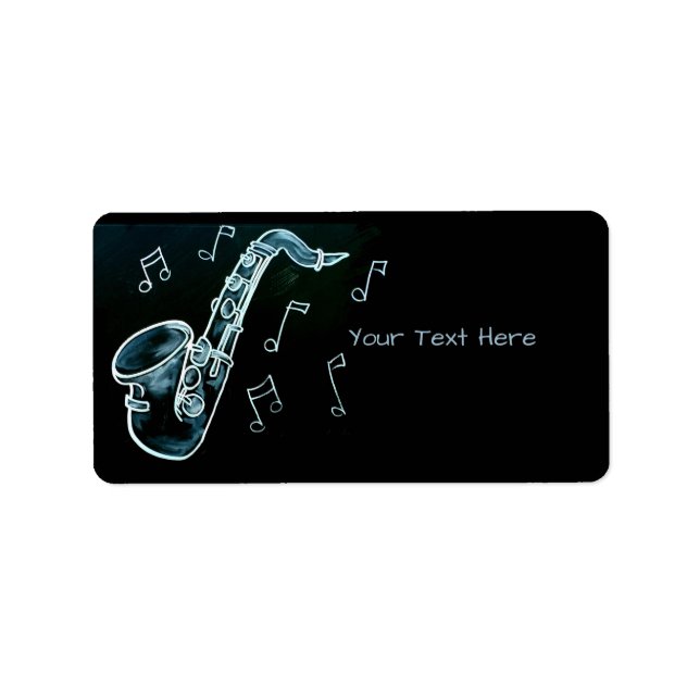Saxophone And Music Notes Label (Front)