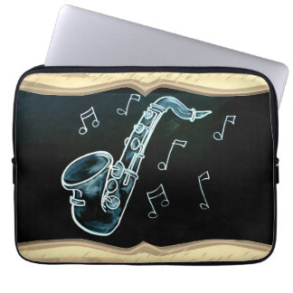 Saxophone And Music Notes Laptop Sleeve