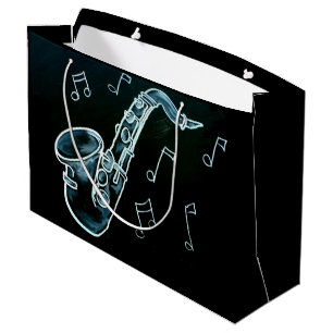 Saxophone And Music Notes Large Gift Bag