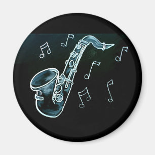 Saxophone And Music Notes Magnet