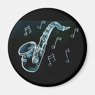 Saxophone And Music Notes Magnet