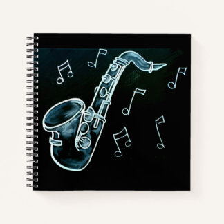 Saxophone And Music Notes Notebook