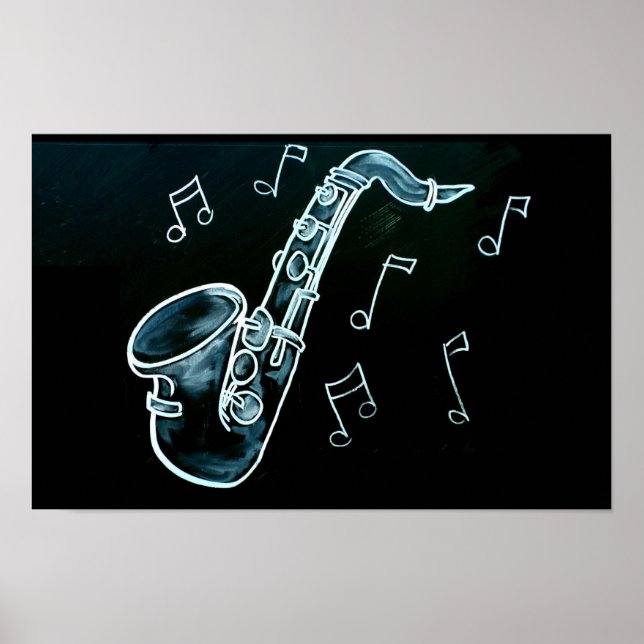 Saxophone And Music Notes Poster (Front)