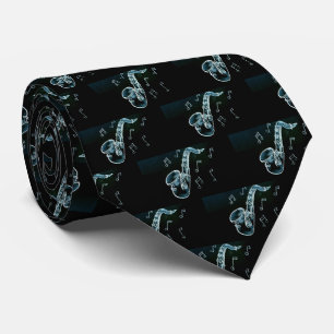 Saxophone And Music Notes Tie