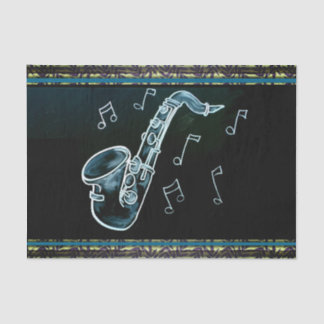 Saxophone And Music Notes Tissue Paper