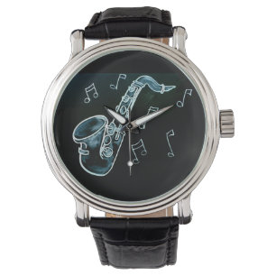 Saxophone And Music Notes Watch