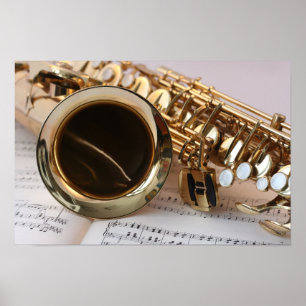Saxophone and Sheet Music Poster