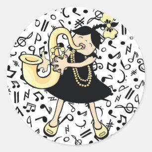 Saxophone Baby Classic Round Sticker