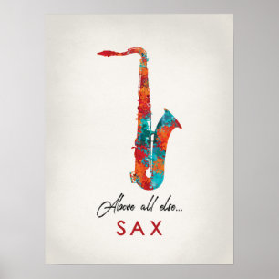 Saxophone - Bright Colourful Music Poster