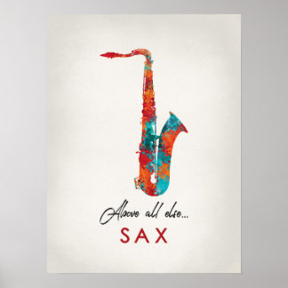 Saxophone - Bright Colourful Music Poster
