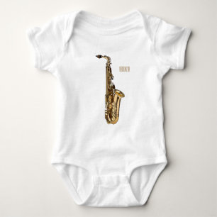 Saxophone cartoon illustration baby bodysuit