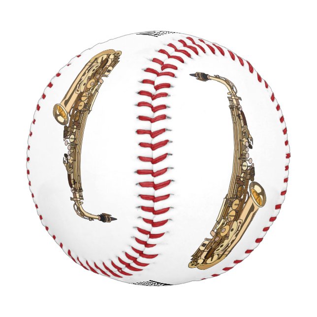 Saxophone cartoon illustration baseball (Angled)