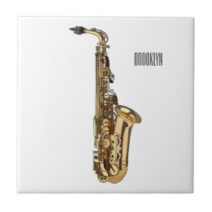 Saxophone cartoon illustration ceramic tile