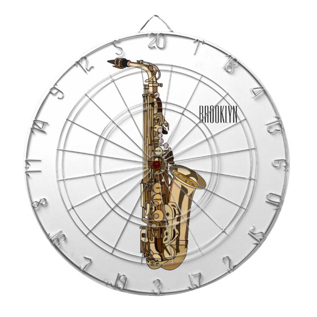 Saxophone cartoon illustration dartboard (Front)