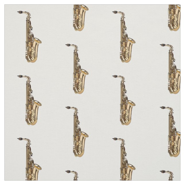 Saxophone cartoon illustration fabric (Swatch)