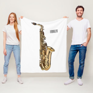 Saxophone cartoon illustration fleece blanket