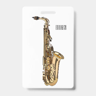 Saxophone cartoon illustration ID badge