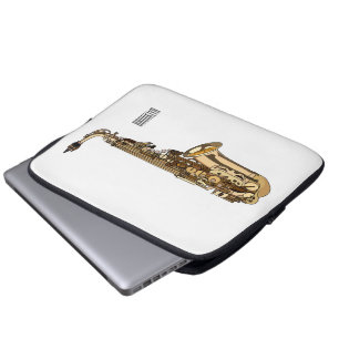 Saxophone cartoon illustration laptop sleeve