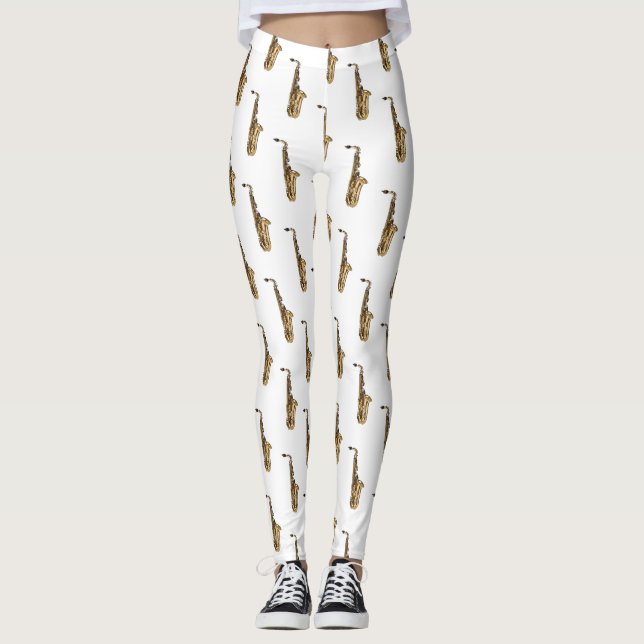 Saxophone cartoon illustration leggings (Front)