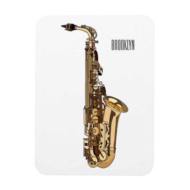 Saxophone cartoon illustration magnet (Vertical)