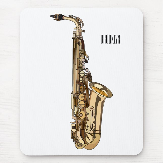 Saxophone cartoon illustration mouse pad (Front)