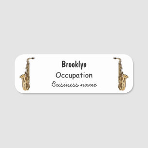 Saxophone cartoon illustration name tag