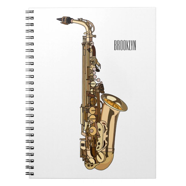 Saxophone cartoon illustration notebook (Front)
