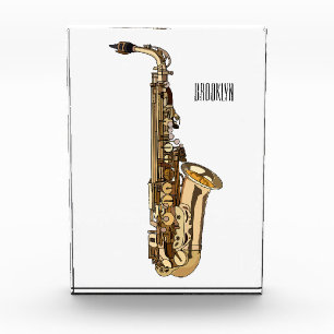 Saxophone cartoon illustration photo block