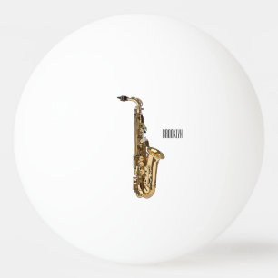 Saxophone cartoon illustration ping pong ball